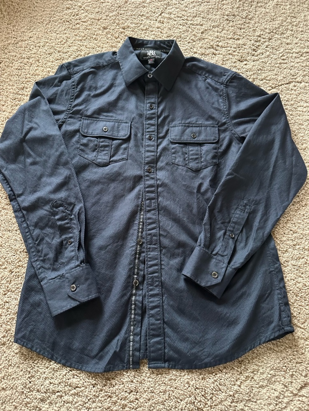 Rock & Republic Men’s Dark Blue Button-Down Shirt